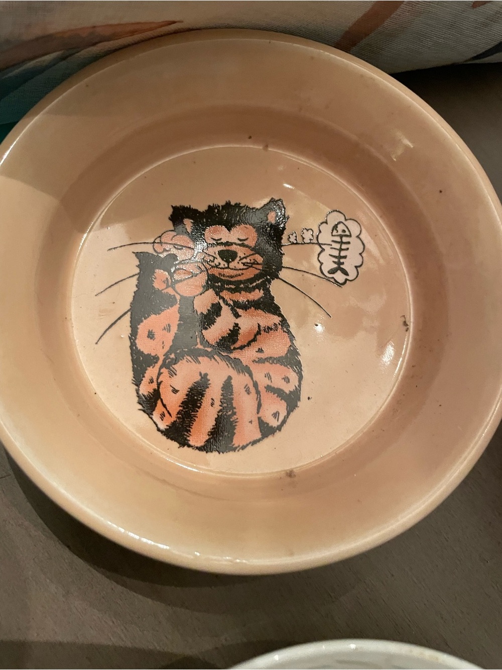 Travel Cat Food Bowl - Ceramic Bowl with Cat Illustration 5”